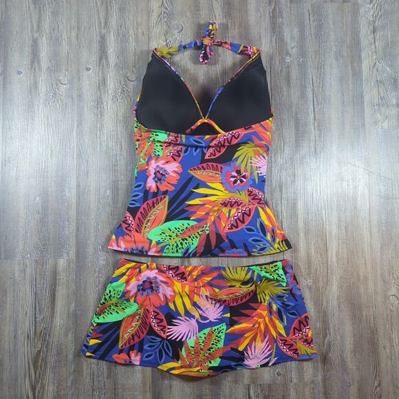 Women's Bleu Rod Beattie Tropical Floral Halter Tankini Skirt & Cover Up Size 8 - Picture 8 of 16